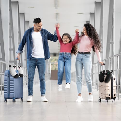 Alaoo Nackenkissen Kinder, Memory Foam Nackenstütze, Reisekissen U-förmiges Nackenstützkissen, Cartoon Tier Nackenhörnchen, Stützkissen für Auto Zug Büro Heim Flugzeug für Reisen (Schwarz Katze)