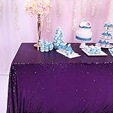 Trlyc Purple Sequin Tablecloth - Seamless Sequin Tablecloth Overlay 55x55 Inch for Wedding