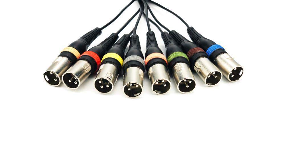 Audibax Cavi 8 x XLR Maschio a 8 x XLR Femmina - Lunghezza 10 Metri - Connettori OFC ad Alta Trasmissione del Segnale - Rivestiti in PVC - Massimo Isolamento - Diametro 6 mm - Colore Nero