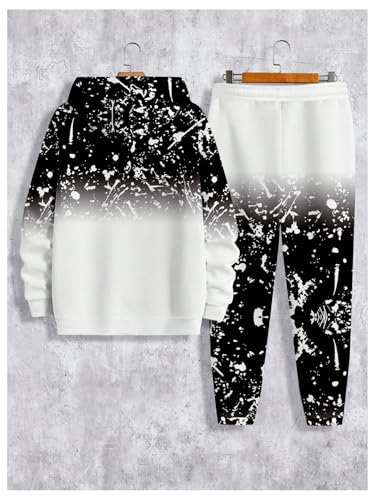 Men's 2 Piece Sweat Set Long Sleeve Graphic Hoodie Sweatshirts and Drawstring Joggers Tracksuits2