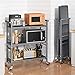 SNTD Kitchen Baker's Racks, Foldable Metal Microwave Stand with Wheels, 3-Tier Collapsible Microwave Cart with Dual Rolling Handle, Coffee Station Cart, Grey