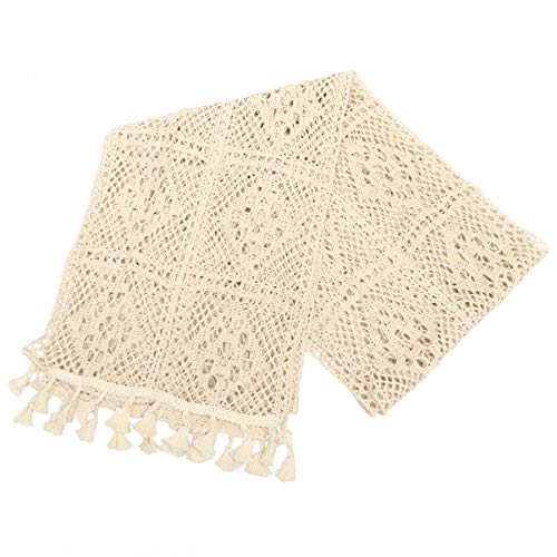 Hemoton Camino de Mesa Vintage Algodón Crochet Encaje Boho Camino de Mesa...
