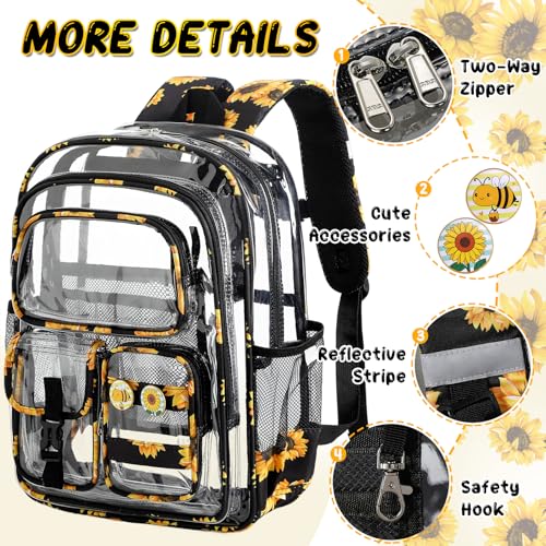 Image of Clear Backpack with Small Purse, See Through Backpacks Stadium Approved, Transparent Bookbag for Girls Teens Women Elementary College Work Travel Concert
