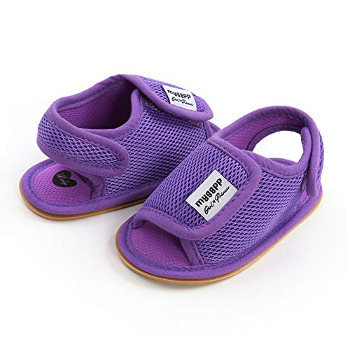 Baby Girls Boys Sandal Infant Toddler Shoes Outdoor Prewalker Mesh Non-Slip Soft Sole Flat Shoes (Purple, 6-12M)4