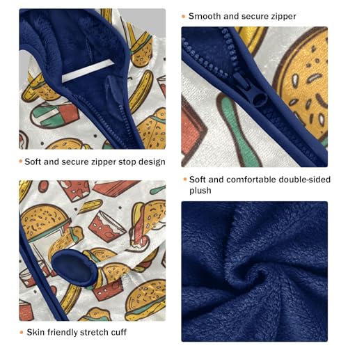 Fast Food Hamburger Girls Fleece Jacket Girls Fall Jacket Boys Coats Zip Up Hoodie Children Sherpa Warm Outerwear 2-10T3