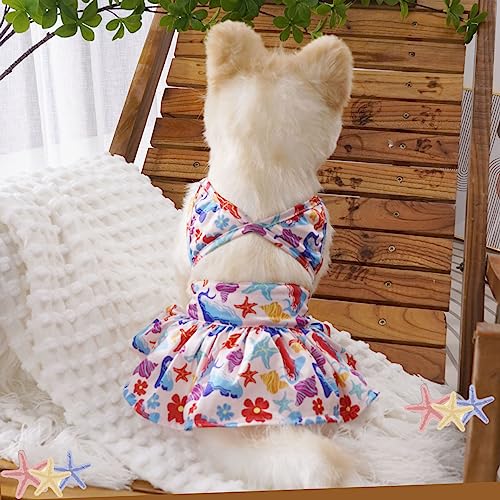 Image of Dog Bikini Swimsuit Summer Puppy Bathing Dress Beach Clothes Cat Costume for Puppy Dog Cat (M, Colorful Flower)