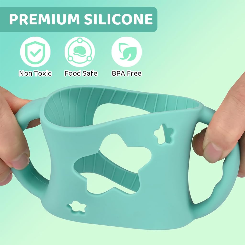SNOWIE SOFT® Compatible with Dr Brown's 3Pcs Baby Bottle Holders for Dr Brown's Glass Baby Milk Bottle Dual Ear Design Silicone Cutout Pattern Holders for 5Oz /150ml & 9Oz/270ml - Image 5 thumbnail