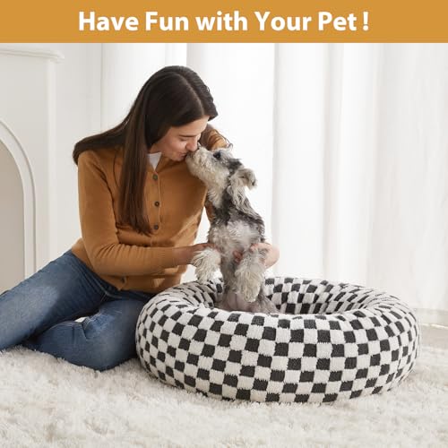 BFPETHOME Donut Dog Bed for Small Dogs, Round Cat Beds for Indoor Cats, Calming Pet Bed for Puppy and Kitty with Non-Slip Bottom, Cute Fancy Dog Bed Machine Washable Puppy Bed - Image 5