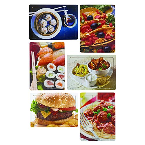 Excellerations Multicultural Food Jigsaw Puzzle for Children, 12-18 Piece Puzzles, Set of 6 Puzzles (Item # Savory)