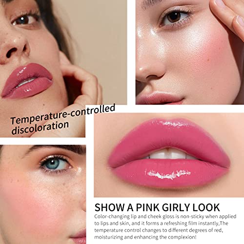 Blue Mascara For Eyelashes, Magic Glassy Lips & Blush For Cheek And Lips, Long-Lasting Natural Color Change Lip Tint Blush Dual-Use Llip Stain, Cosplay Brown White Black Pink Purple Blue Eye Lashes Pa #TOP4