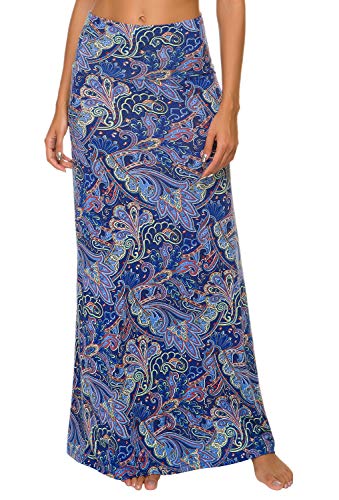 Damen Sommer Hohe Taille Boho Yoga Maxi Rock Elastisch Pull On Lang...