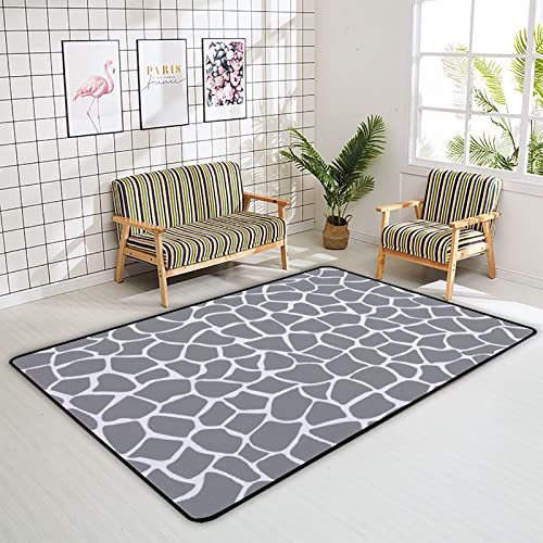 Baegutly Doormat Floor Mat Light Grey Silver Giraffe Fur Pattern Print Striped Rectangular 80X58 Inch Area Rug Runner For Living Room Office Bedroom Classroom #TOP3