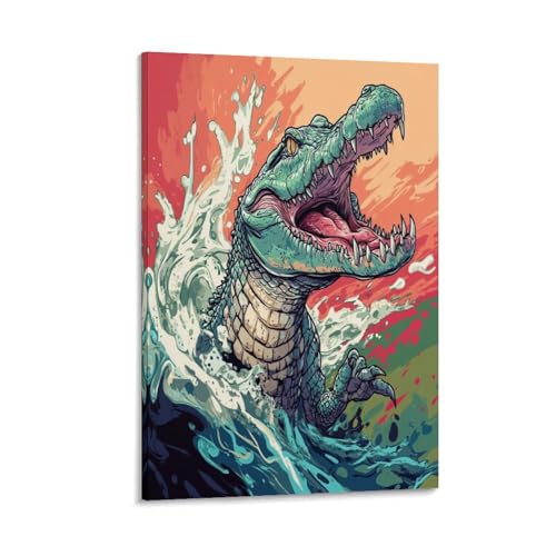 Tableau crocodile décoration murale sur toile idée cadeau originale 50x75cm