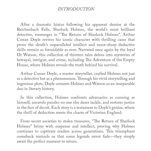 Image of The Return of Sherlock Holmes | Unabridged (256 pages) | Detective Fiction Novel for Readers of All Ages by Arthur Conan Doyle (Classic Novels)