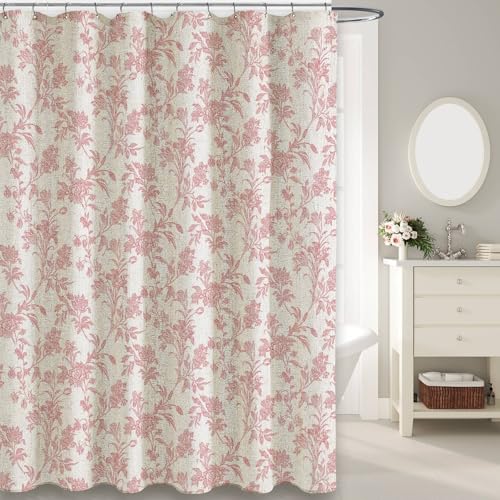 WOUVMA Pink Floral Shower Curtain Cottagecore 75" Long