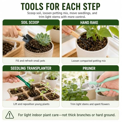 Set de 18 piezas para jardinería con estera para trasplantes miniatura 5