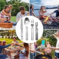 Flintronic Klassisches Bundeswehr Edelstahl Besteck 4-Teilig Campingbesteck, Essbesteck für Camping, Besteckset Outdoor, für Familienfeiern, Outdoor Dinner – Ansicht 7