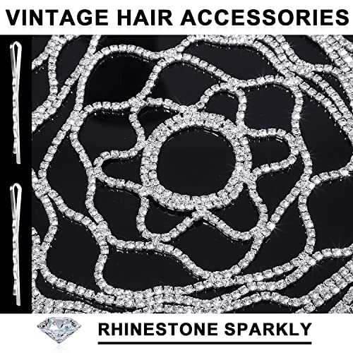 KINBOM Jewelry Headpiece, Crystal Headpiece Jewelry Head Chain Mesh Silver Head Chain Jewelry Shinny Boho Style Accessories for Women Wedding Party Cosplay Stage Performance - Image 2