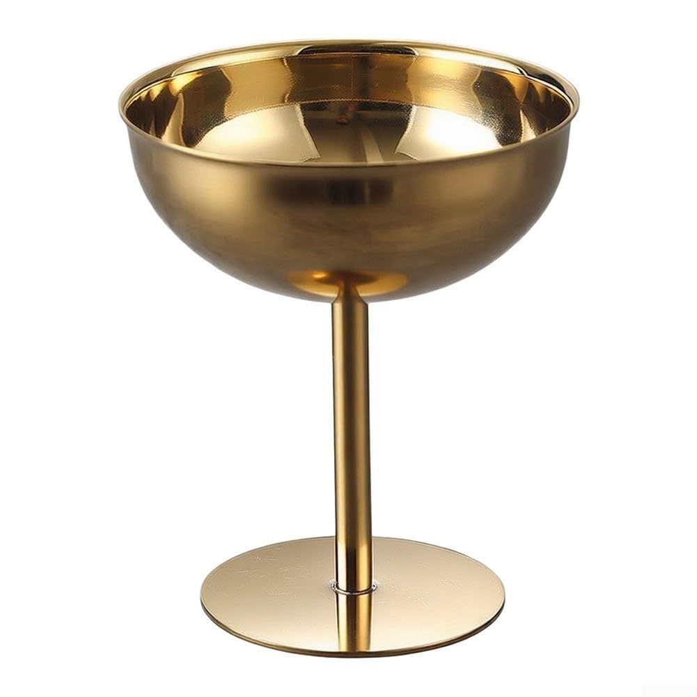 Macetas de postre de metal de 200 ml, copas de acero inoxidable para helado, yogur, ensalada de frutas, gelatina, degustación de porciones individuales, color dorado, 4 unidades (dorado)
