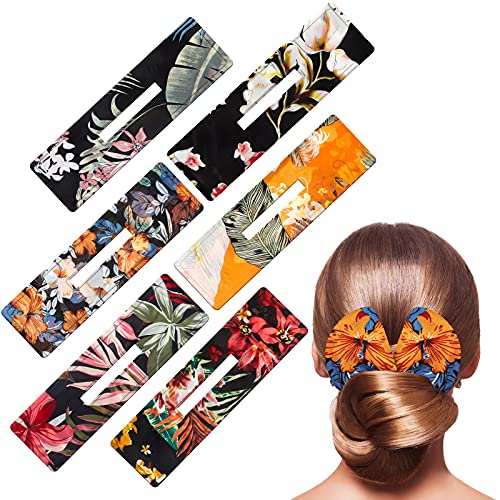 6 Pieces Deft Bun Hair Bun Maker French Hairstyle Twist Bun Cloth Hair Clip Multi Color Summer Magic Donut Bun Maker Hair Accessories for Women Girls (Delicate Pattern)