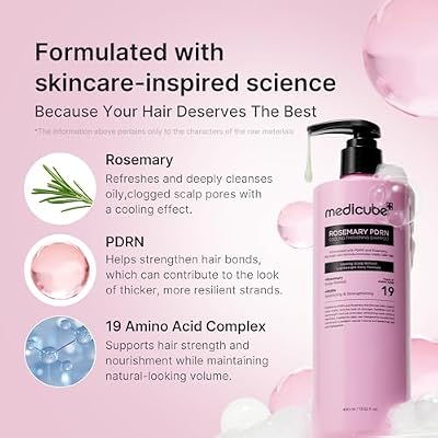 medicube Rosemary PDRN Clarifying Thickening Shampoo | Cooling, Clarifying Care for Thinning, Weak & Flaky Hair | Amino Acid Complex for Stronger, Thicker-Looking Hair | Korean Hair Care, 13.52 fl.oz
