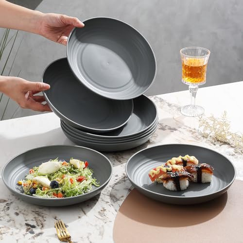 Kyraton Large Deep Plastic Plates - 8 Piece Set, 9 Inch Dinner Plates, Unbreakable, Lightweight, Microwave Safe - Image 5