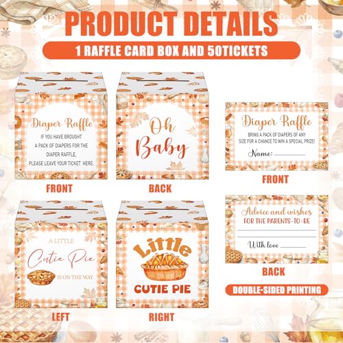 Image of Teling 51 Pieces Diaper Raffle Tickets with Card Box,Little Cutie Pie