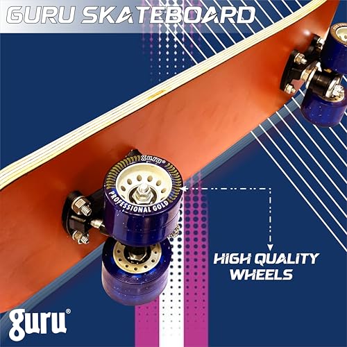 Image of GURU Skateboard, Wooden Non-Slip Skateboard for Kids, Adult, Casterboard /Skate Board /Hoverboard /Longboard for Beginners, Learners, Training Purpose for All Age Group