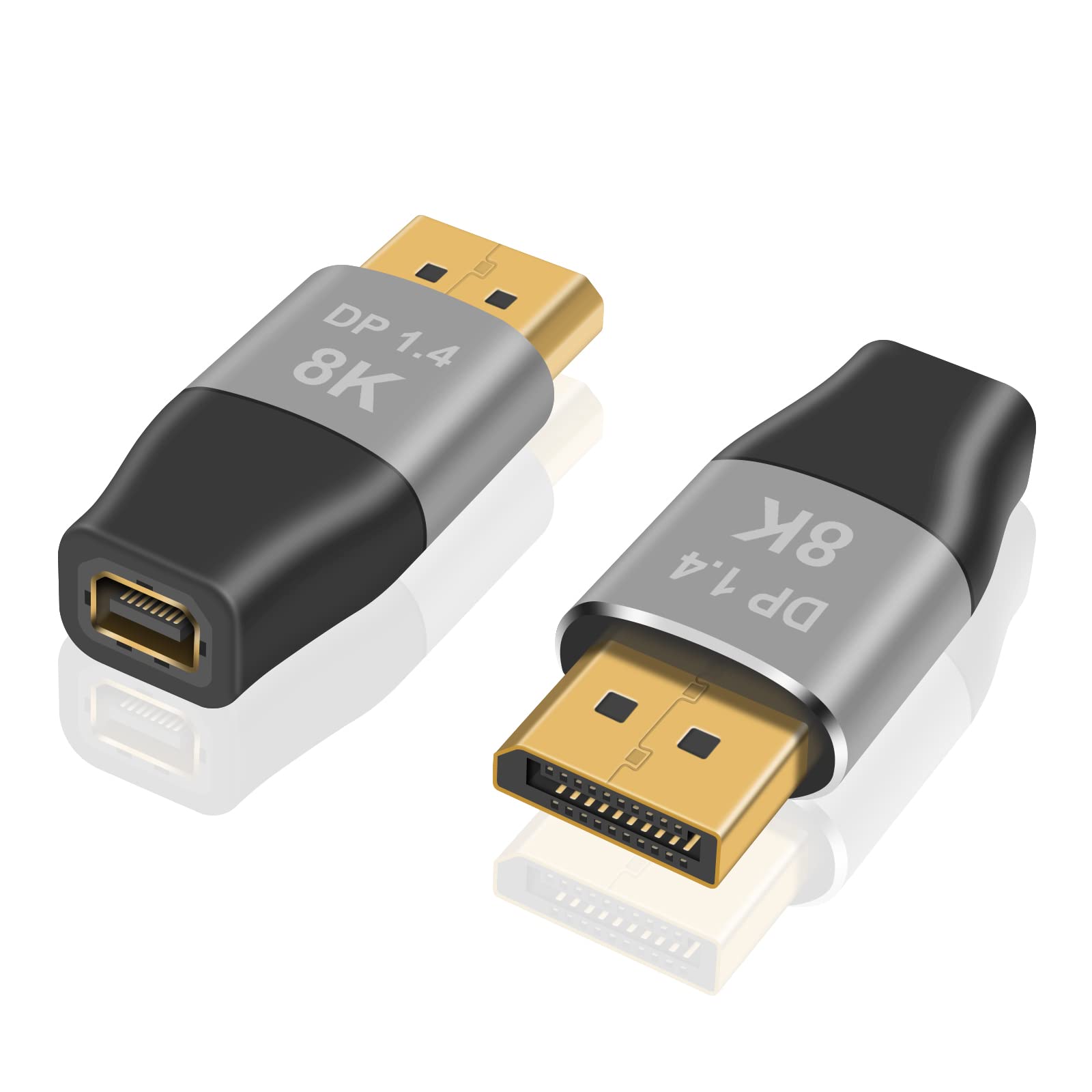 Duttek 8K Mini Displayport to Displayport 1.4 Adapter (Mini DP to DP 1.4), Support 32.4Gbps, 8K@60Hz and Bi-Directional, Mini DP Female to DP Male
