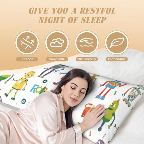 Housse de coussin rectangulaire lavable motif robot mignon grand format - 5