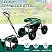 Rolling Garden Seat Cart - Comfortable Gardening Stool with Extendable Handle, 360° Swivel Seat, Inflatable Tires for All Terrains, Tool Storage, Sturdy Steel Construction, Easy Gardening & Weeding