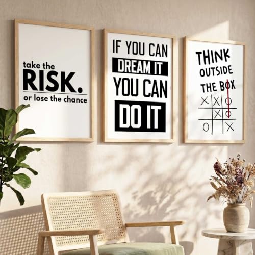 Image of kotart Daily Affirmation Framed Aesthetic Poster inspirational Wall Art with Positive Motivational Quotes Framed Poster for Living Room Bedroom Decor Set Of 3 (35x37 Inch)