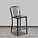 Flash Furniture Commercial Grade 2 Pack 24" High Black Metal Indoor-Outdoor Counter Height Stool with Vertical Slat Back