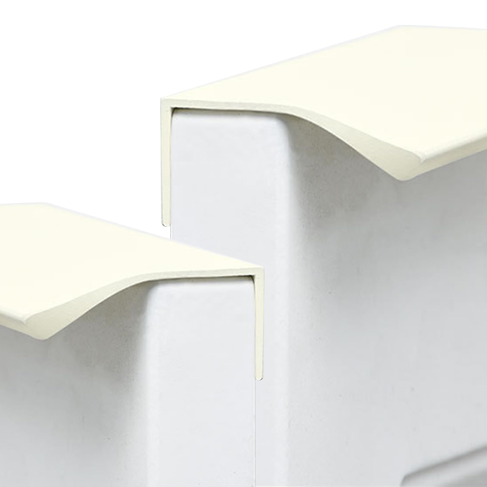 Jiajulashou123 Beige 2 Pack Concealed Handle Pulls Finger Edge Pull Hidden Cupboard Handles Aluminum Curved Drawer Pulls Invisible Wardrobe Handle For Drawers Wardrobe Door Cabinet Hardware (Length:200mm,)