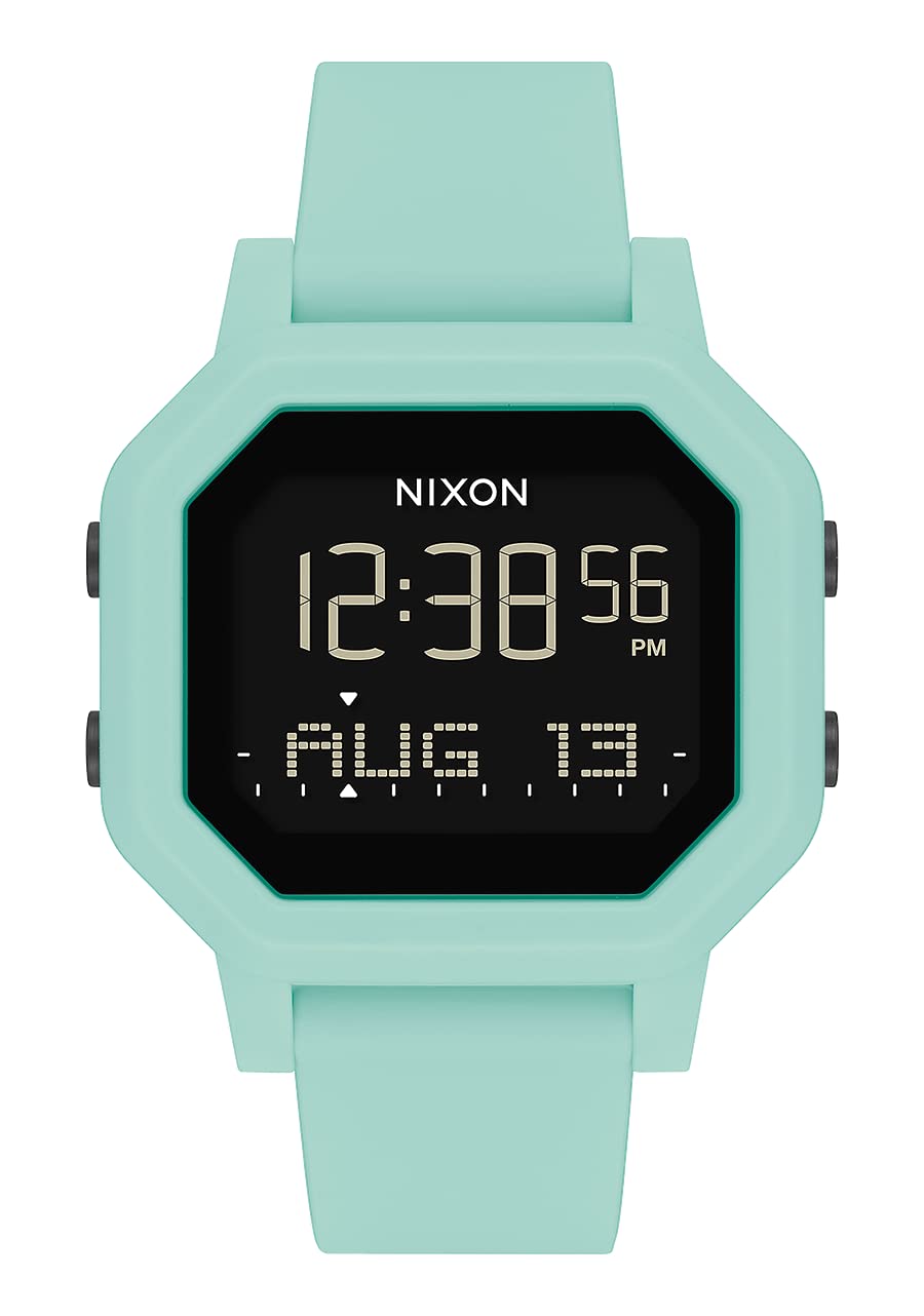 NIXON Siren A1311 - Aqua - 100m Water Resistant Women's Digital Sport Watch (38mm Watch Face, 18mm-16mm Pu/Rubber/Silicone Band) - Made with #Tide Recycled Ocean Plastics