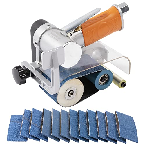 Image of Air Belt Sander 2-3 /8 inch x 10-1 /4 inch Belt Size Pneumatic Tool with 12pc Belts (#40, #60, #80 & #120), Good for Deburring, Sanding and Finishing (2-3 /8 inch x 10-1 /4 inch Sander)
