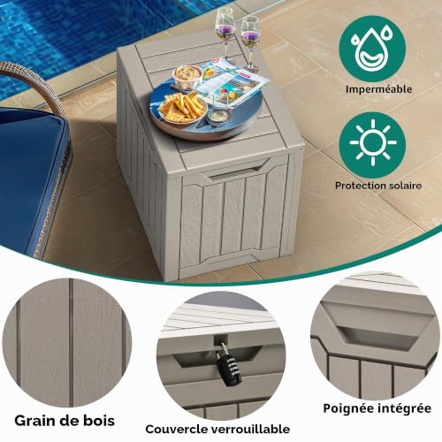 Boîte de rangement d'extérieur en résine durable YITAHOME 100L