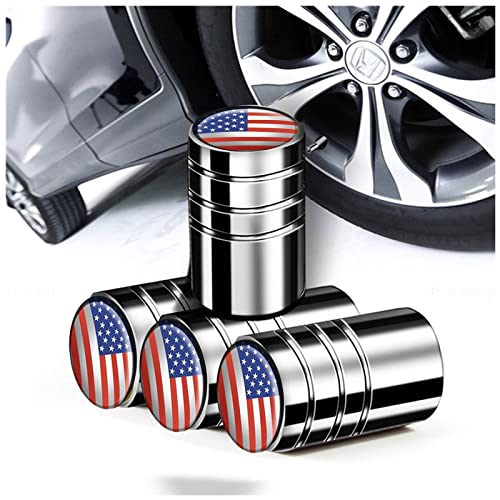 8-Pack American Flag Valve Stem Caps for Cars, Trucks, Bikes, Motorcycles and Bicycles - Silver Metal Tire Valve Caps with Universal Fit, Airtight Dust-Proof Stem Covers - Corrosion Resistant