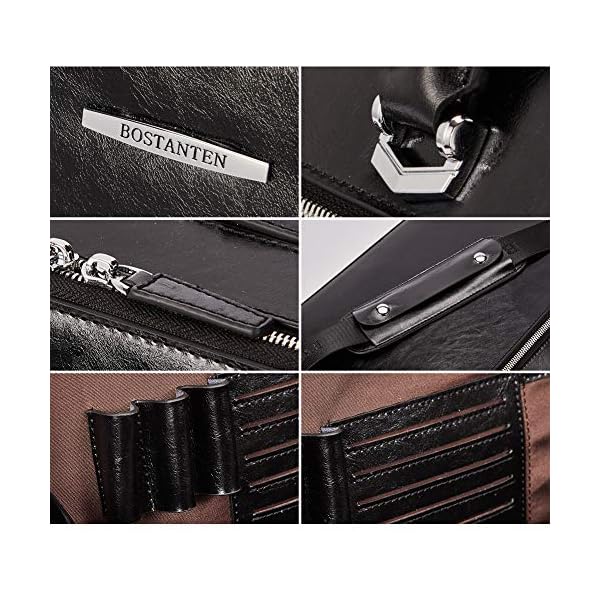 BOSTANTEN Women Genuine Leather Briefcase Tote Business Vintage Handbag 15.6" Laptop Shoulder Bags Black - Image 5