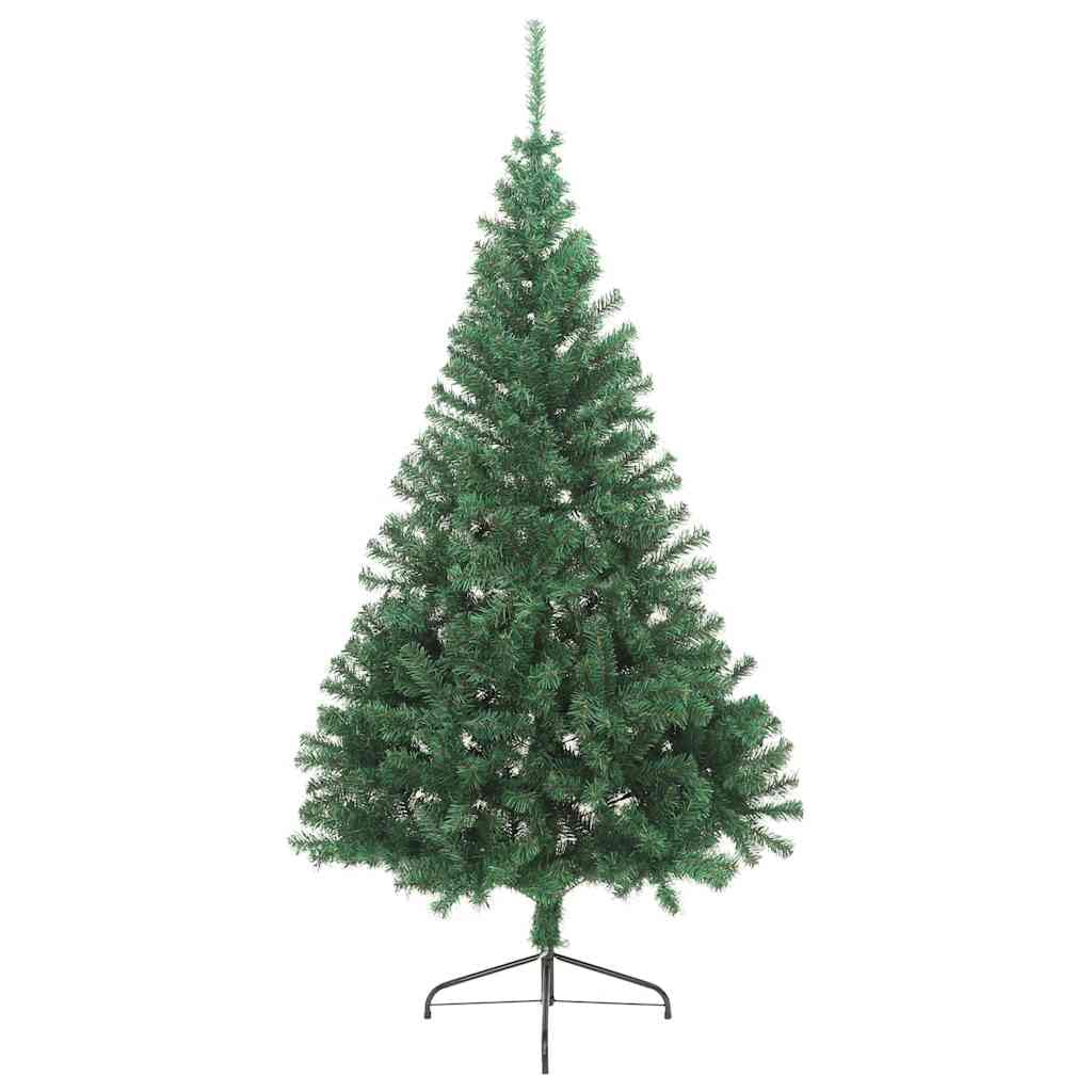 Árbol de Navidad artificial de 150 cm verde con soporte de PVC, medio árbol de Navidad para la pared como decoración de ahorro de espacio con soporte de acero