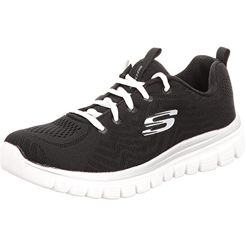 Skechers Damen Graceful Get Connected Sneaker,Black Mesh White Trim, 40 EU