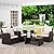 Kiss the Water 4 Piece Outdoor Patio Furniture Sets, Wicker Conversation Set for Porch Deck, Brown Rattan Sofa Chair with Cushion