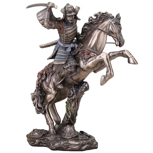 Estatua Samurai de Resina con Acabado Bronce 15.5 cm miniatura 1