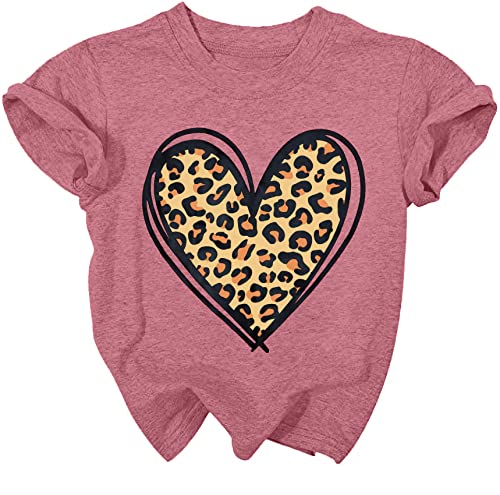 Image of LAZYCHILD Kids Valentine Shirt Girls Valentines Day Shirts Heart Graphic Long Sleeve Striped Tee Tops 5-14 Years