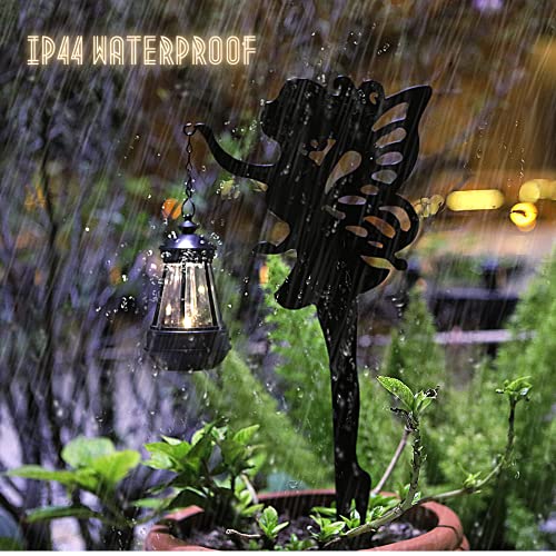Jhbox Fairy Decor Garden Statues With Solar Lanterns, Solar Outdoor Lights Decorative With Metal Ground Stakes, Solar Landscape Lights Christmas Winter Holiday Decorations ( One Pair ) #TOP3