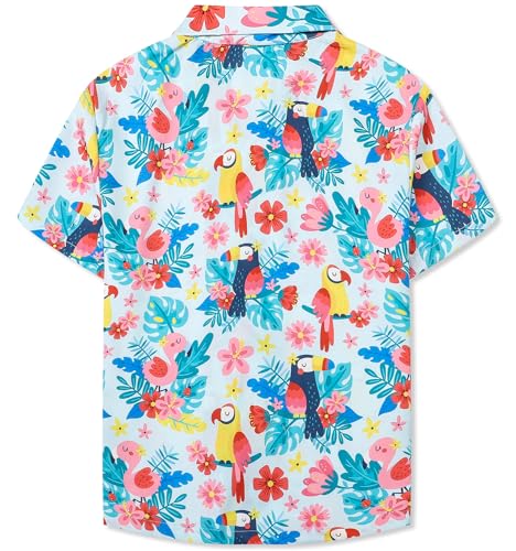Image of SANGTREE Girls & Women's Hawaiian Shirts Button Down Short Sleeve Floral Tropical Shirt Beach Vacation Blouse Tops