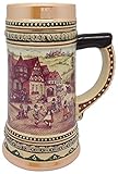 Ceramic Beer Stein with German Village Dancers 1Liter