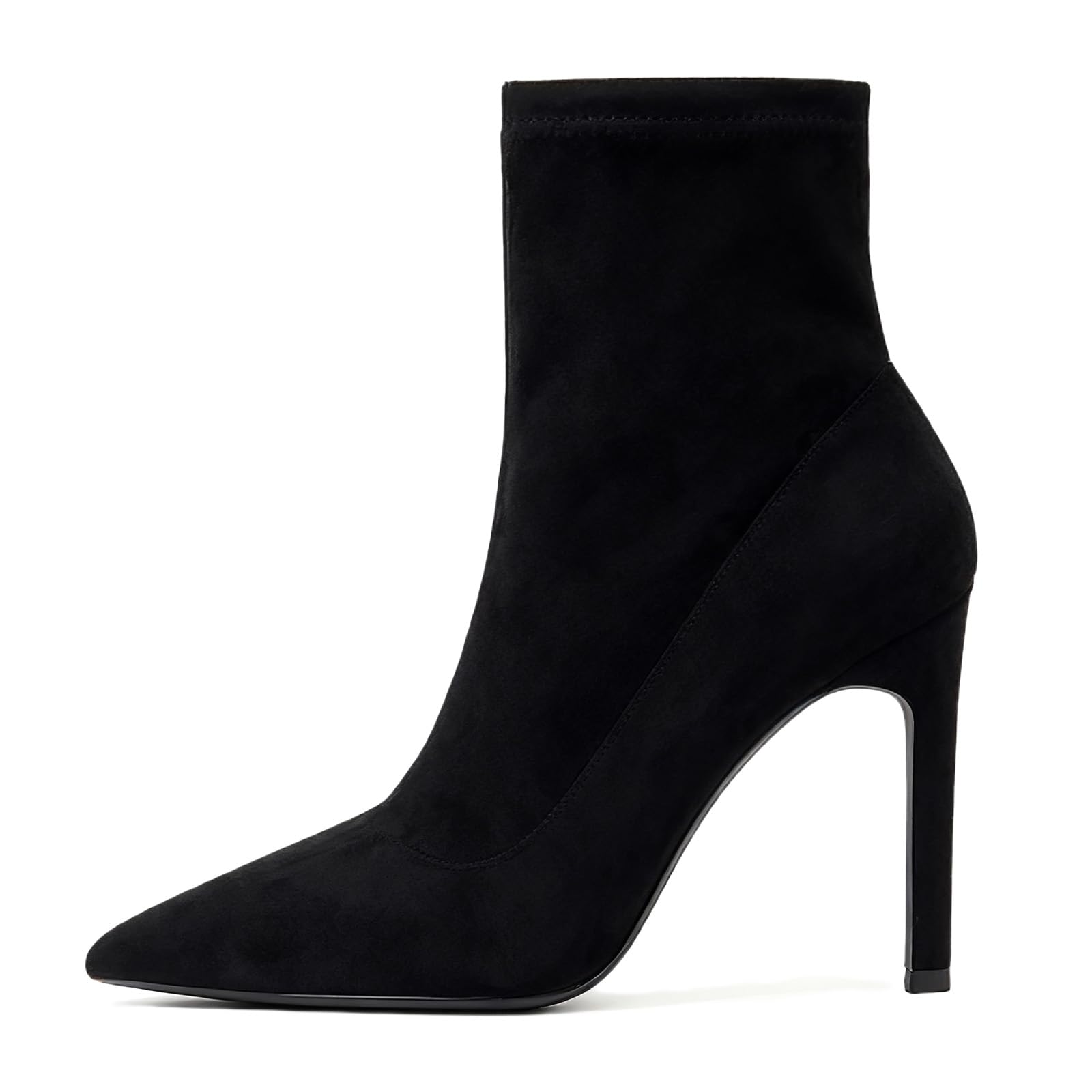 Suede Stiletto Ankle Boots for Womens Point Toe Pull On High Heel Dress Booties Fashion Comfortable Slim Heeled