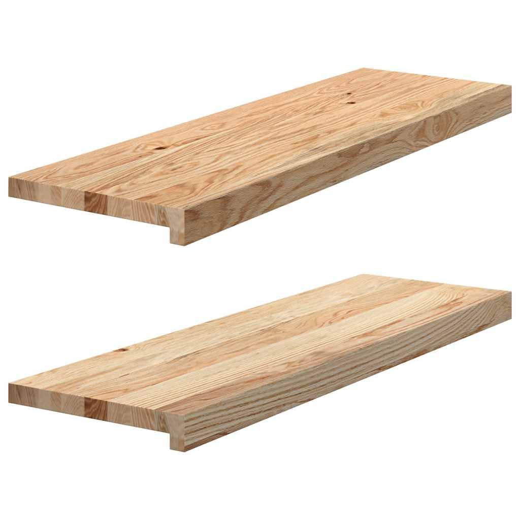 Juego de 2 peldaños de madera maciza de roble 80 x 25 x 2 cm, peldaños de madera sin tratar para renovación de escaleras y alféizar de ventana, robustos peldaños de roble finamente pulido