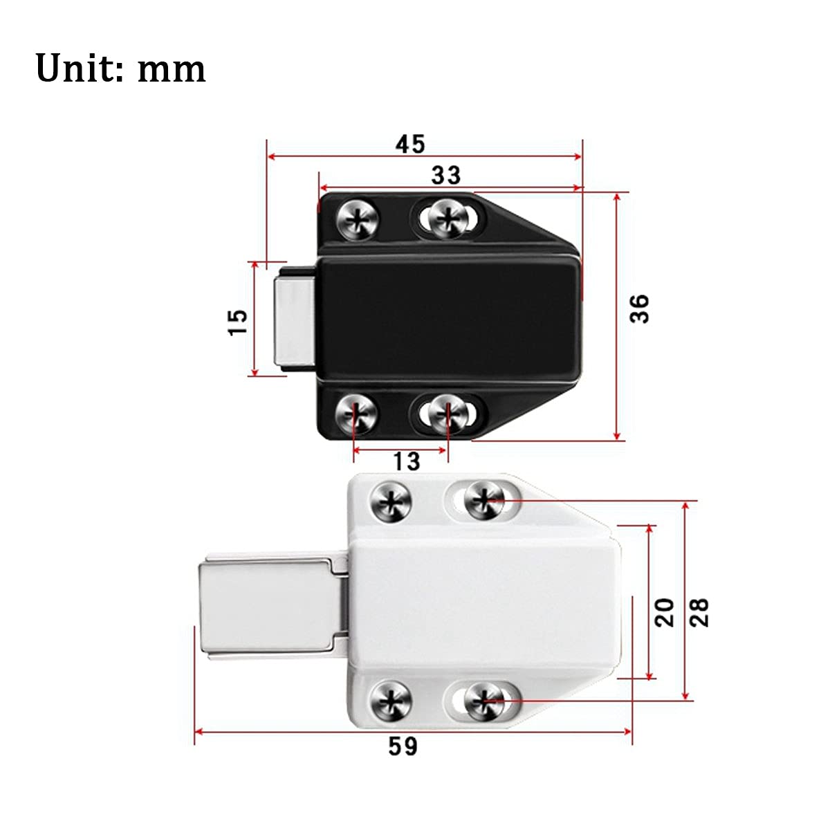 Türmagnete Schrankriegel 2 Stück Touch Latch to Open Magnetverschlüsse Druckverschluss Touch Release for Türen Schubladenschrank Schrank, klein, schwarz(White)